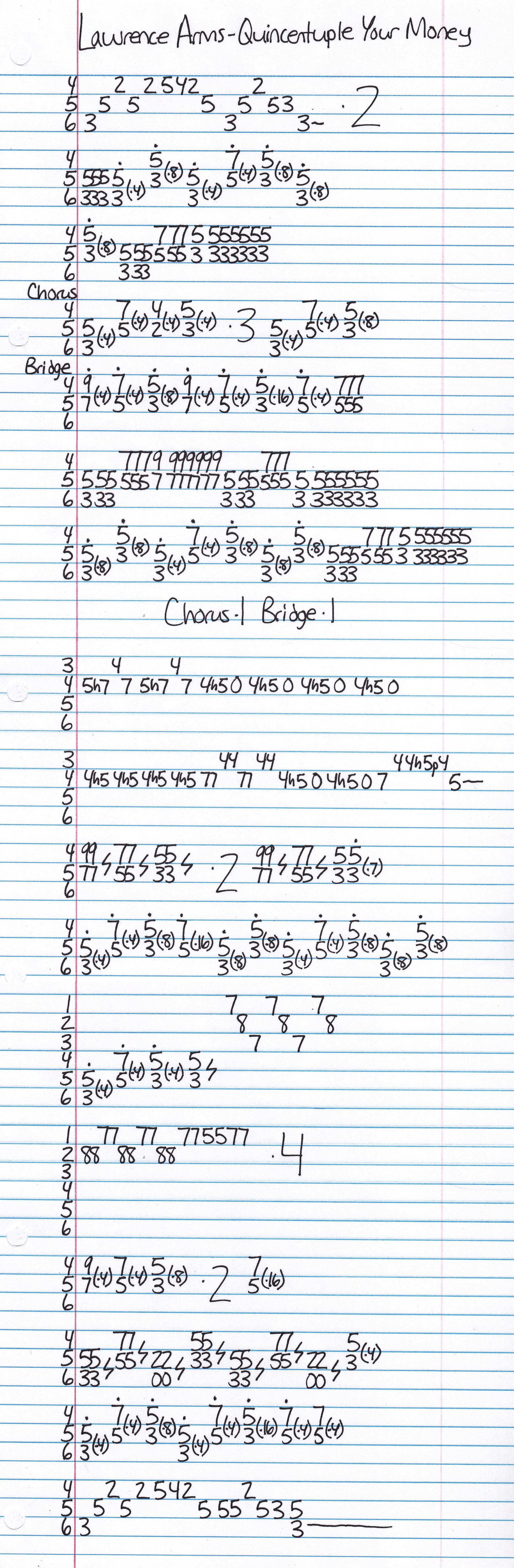 High quality guitar tab for Quincentuple Your Money by Lawrence Arms off of the album Cocktails & Dreams. ***Complete and accurate guitar tab!***